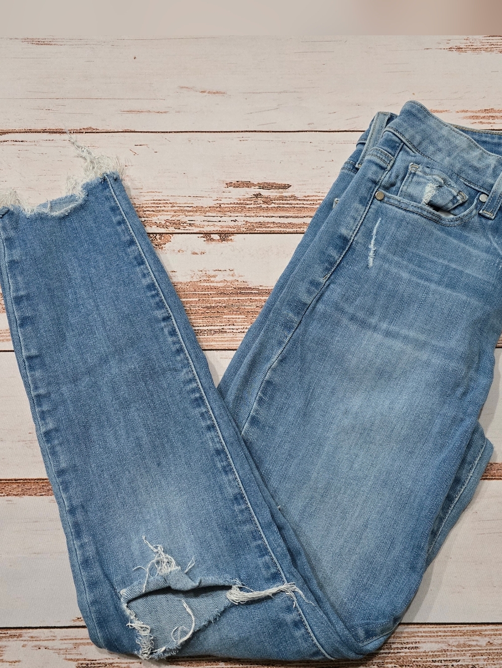 Paige Hoxton Ankle Jeans Light Wash Raw Hem Womens 26